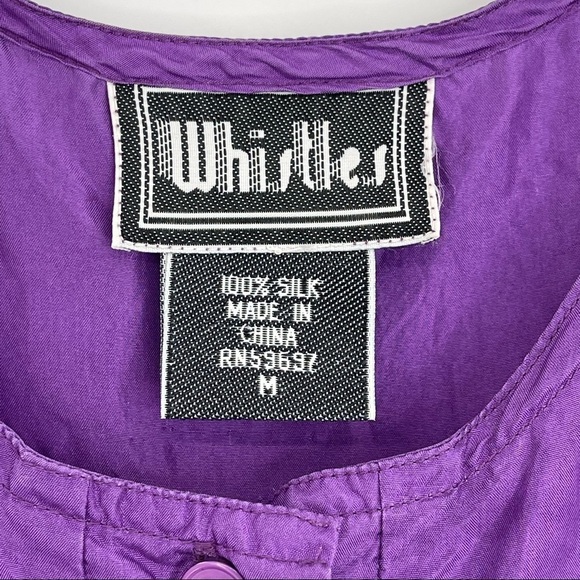 Vintage whistles 100% silk popover tank top purple women's size M classic basic - Picture 3 of 8